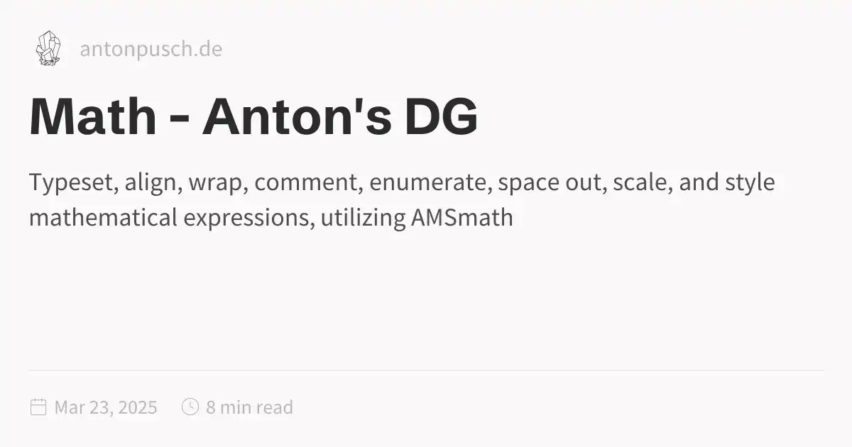 Math - Anton's DG